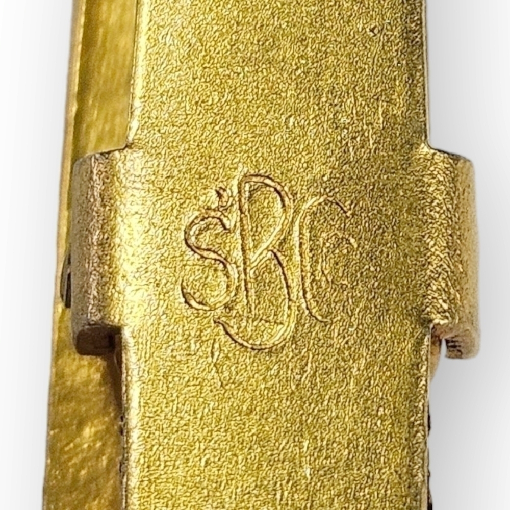 Antique Lingerie Bar Clip Art Deco Engraveable Gold Plate Crosshatch 1920s 1.25" - Picture 7 of 8
